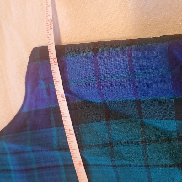Vintage Liz Claiborne Sport Blue Plaid 100% Silk Embellishe Sz MP Vest Waistcoat - Picture 10 of 12